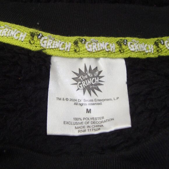The Grinch Embroidered Black Plush Fleece Unisex Pullover - Picture 3 of 9